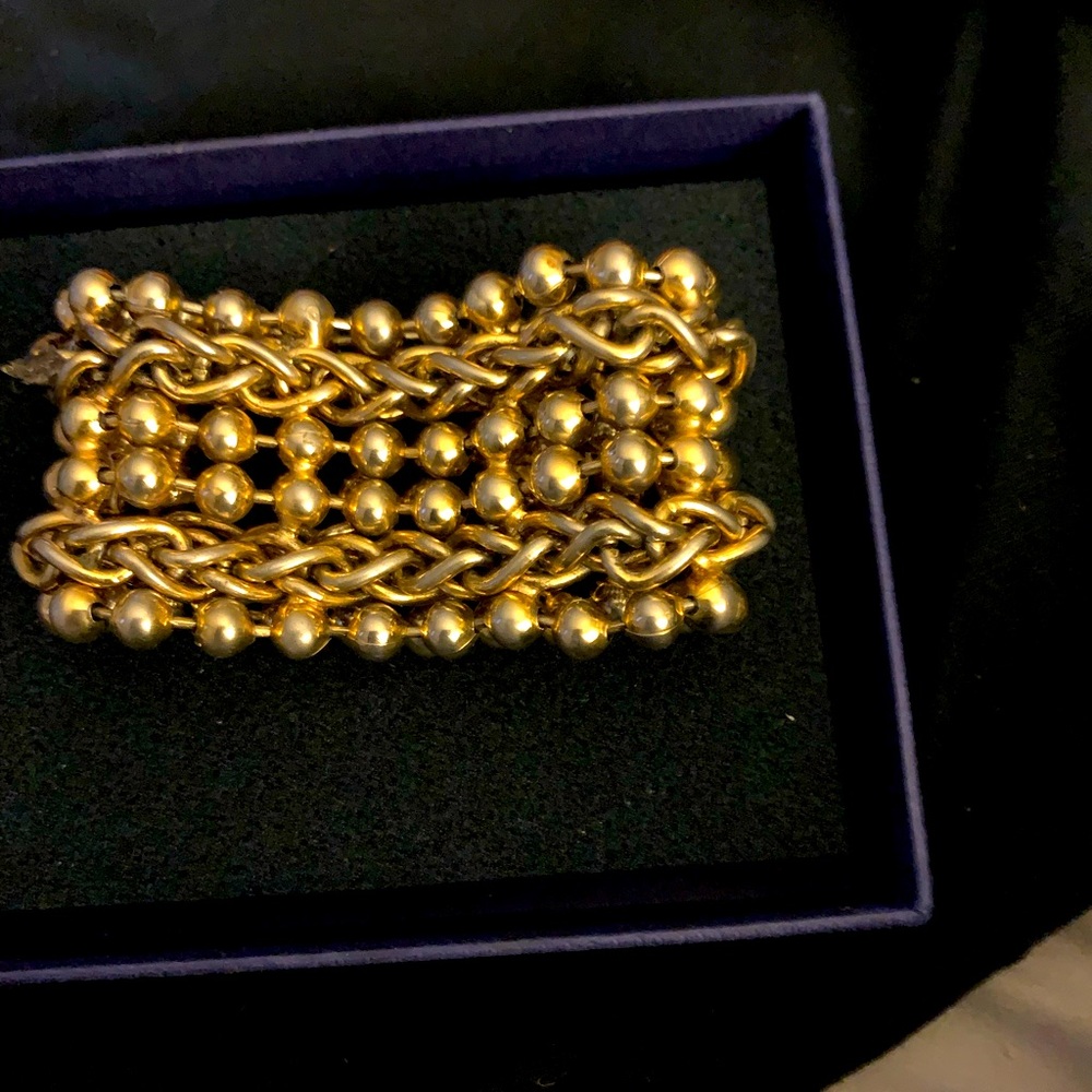 Retro gold ball chain cuff bracelet